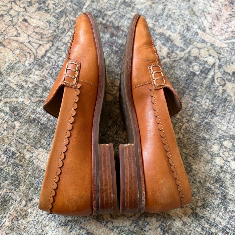 The FLEXX Bowery Tan Leather Scalloped Pointed Toe Loafers Shoes Womens 7M - Picture 4 of 7